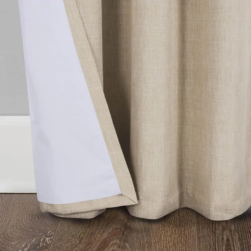 Miniatura 3 de always4u Cortinas 100% opacas con textura de lino, tejido casual, cortinas con aislamiento térmico para sala de estar, dormitorio, 2 paneles, beige