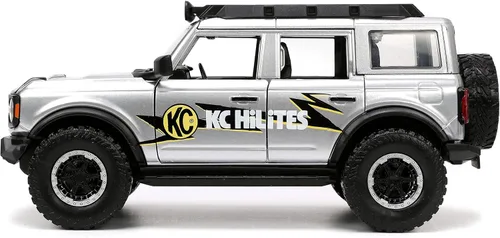 Miniatura 3 de Jada Toys Just Trucks 1:24 2021 Ford Bronco - Coche fundido a presión gris con estante para neumáticos, juguetes para niños y adultos