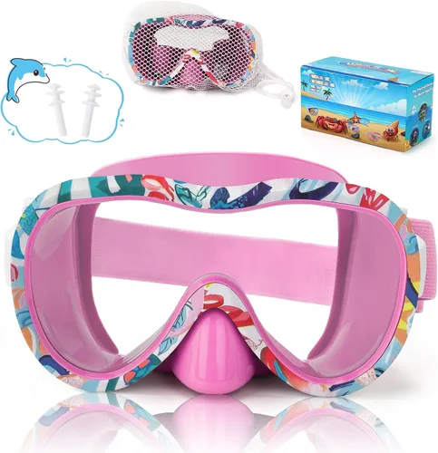 Miniatura 12 de iGym Gafas de natación para niños, máscara de buceo, máscara de buceo, gafas de natación con cubierta de nariz y correas elásticas cubierta y bolsa