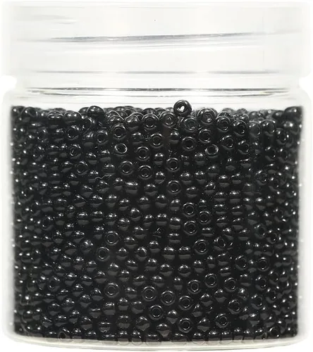 Cuentas de semillas sueltas de color negro opaco, alrededor de 4000 piezas en caja 8/0 de vidrio para hacer joyas, agujero de 0.028 in (negro)