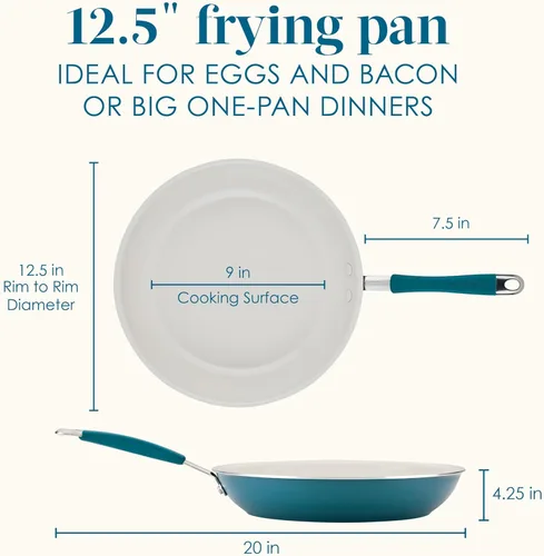 Miniatura 2 de Rachael Ray Cucina Sartén antiadherente de cerámica/Sartén, 12.5 pulgadas antiadherentes Sartén abierta, apta para lavavajillas - Azul marino