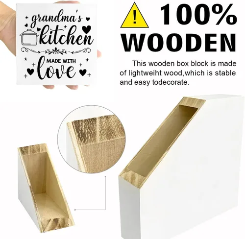 Miniatura 3 de LVQHI Letreros divertidos de madera para cocina, diseño de Kithcen de la abuela hecho con amor, caja de madera para estante de cocina, decoración