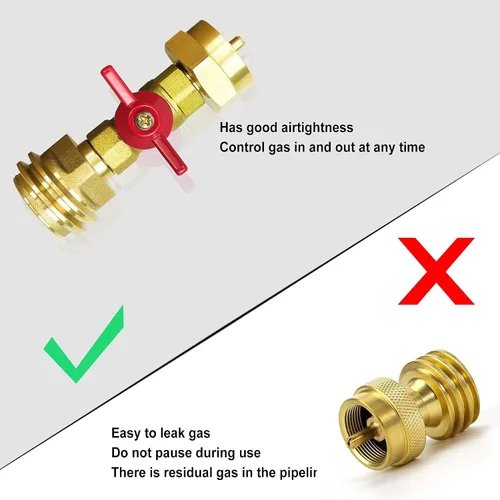 Miniatura 3 de Adaptador de tanque de propano de 1 libra a 20 libras con válvula, Conver CGA600 a QCC/Tipo 1 conector macho, se adapta a cilindros desechables de 1