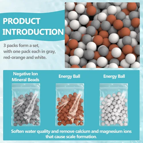 Miniatura 2 de Cuentas minerales aniónicas de repuesto para filtros de cabezal de ducha, filtración suavizante de agua, bola de piedra purificadora de agua