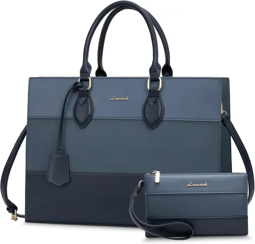 Miniatura 17 de LOVEVOOK Bolsa de mano para laptop para mujer, bolsa de trabajo, oficina, maletín para computadora con bolso de mano Negro
