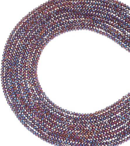 Miniatura 41 de FASHEWELRY 10 hebras de cuentas de vidrio chapadas en arco iris de 0.118 pulgadas (0.118 in), cuentas espaciadoras de cristal de Rondelle, cuentas