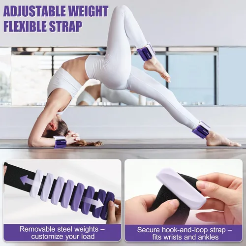 Miniatura 4 de Pesas de muñeca y tobillo para mujeres y hombres, pares de 2 libras/4 libras, brazaletes ajustables de silicona con peso para entrenamientos