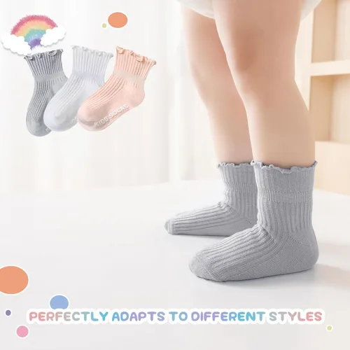 Miniatura 7 de Calcetines antideslizantes para bebés y niñas, calcetines de algodón con empuñaduras, paquete múltiple, calcetines de dibujos animados de tobillo