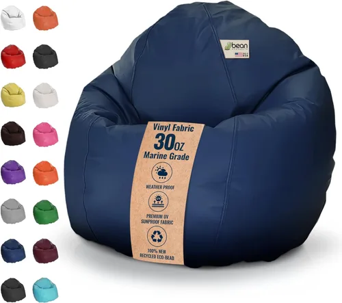 Miniatura 11 de Puf grande de vinilo marino – Puf impermeable para barcos y piscinas – con cuentas de poliestireno y silla rellena de espuma CertiPUR para adultos