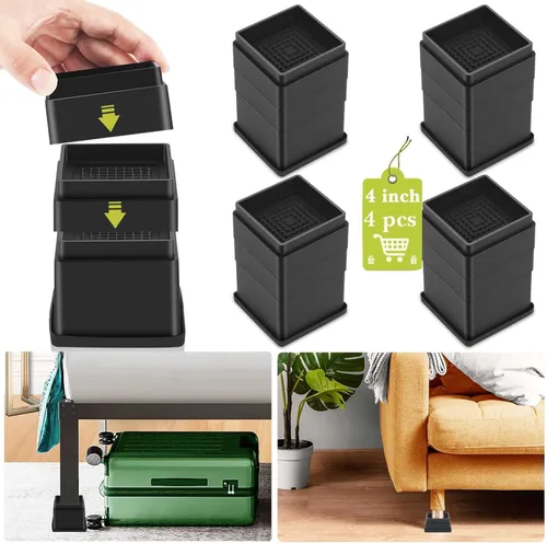 Miniatura 21 de Paquete de 12 elevadores de muebles de 1, 2 o 3 pulgadas, elevadores de cama ajustables resistentes para mesa, escritorio, sofá, silla, gabinete