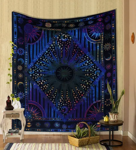 Miniatura 8 de THE ART BOX Tapiz celestial de sol y luna, mandala estético para colgar en la pared para dormitorio y sala de estar, decoración independiente