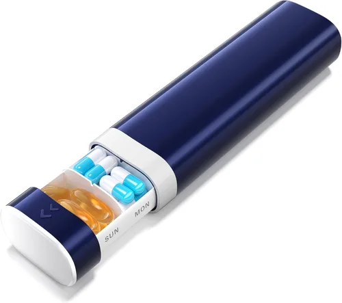 Miniatura 11 de Betife Pastillero de viaje semanal de 7 días, pastillero diario compacto, estuche portátil para medicamentos, lindo pastillero para suplementos