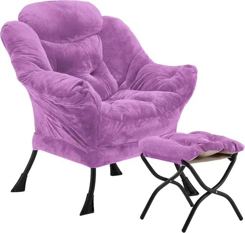 Miniatura 26 de Youtanic - Silla de Tela de Terciopelo Grueso y Acolchado, Cómoda Silla de Estar Contemporánea con Marco Estable, Sillón de Sofá de Ocio