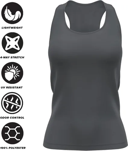 Miniatura 4 de Camiseta deportiva sin mangas oficial de la NCAA Collegiate para mujer, con espalda cruzada, logotipo primario, colección carbón