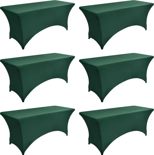 Miniatura 14 de Paquete de 2 Cubiertas de Mesa de Spandex de 4 pies para Mesas Plegables Rectangulares - Manteles Elásticos Ajustados Resistentes a las Arrugas