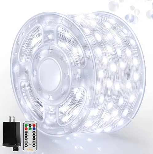 Miniatura 13 de Ollny Luces de Navidad para exteriores, 600 LED de 197 pies, luces multicolor para árbol de Navidad IP67, luces de hadas enchufables con control