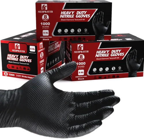Miniatura 9 de Industrial Nitrile Gloves – Heavy Duty Latex & Powder Free Disposable Gloves with Diamond Texture Naranja