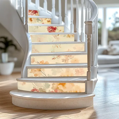 Miniatura 19 de PLIGREAT 15 tiras de calcomanías de Navidad para escaleras, despegar y pegar pájaros, árbol de Navidad, calcomanías para escalones de 7.1 x 39