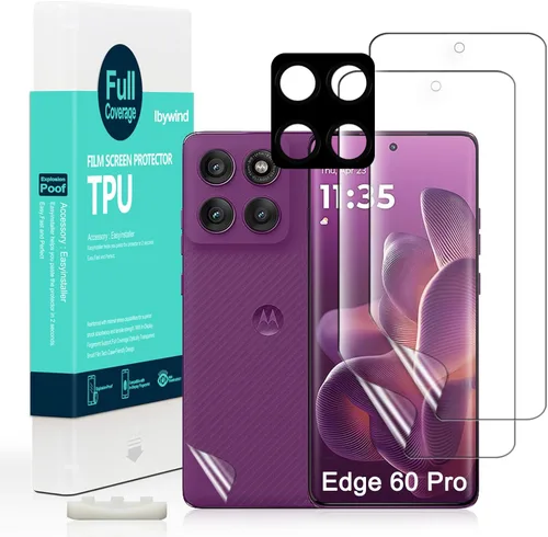 Miniatura 11 de Ibywind Protector de pantalla para Motorola Edge 60 5G, paquete de 2, película de hidrogel con protector de lente de cámara, herramienta de fácil