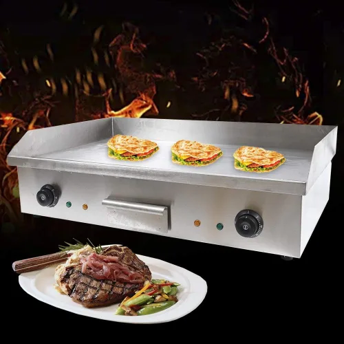 Plancha eléctrica de doble control de 3000 W Plancha eléctrica de alimentos Parrilla de encimera Placa caliente plana Cocina eléctrica Encimera