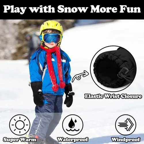 Miniatura 34 de Sarfel Manoplas para niños pequeños, guantes impermeables de nieve y esquí para niños, guantes de invierno para bebés con Thinsulate