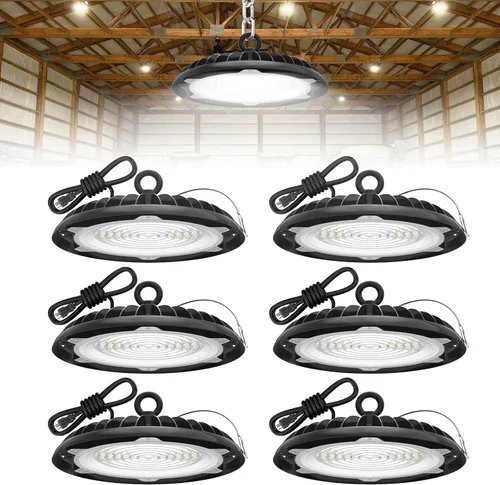 Miniatura 8 de HYPERLITE UFO LED High Bay Light: 150W 19500LM High Bay LED Luces de tienda con enchufe de 6 pies - 5000K IP65 LED Warehouse Luces para taller