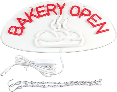 Miniatura 6 de BAKERY OPEN - Letreros de neón para decoración de pared, luces de neón para dormitorio, letreros LED de negocios adecuados para panadería