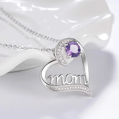 Miniatura 6 de Dorella - Collar de plata de ley 925 para mujer, con dije de corazón con joya de nacimiento para mayo y junio, esmeralda, regalo de cumpleaños