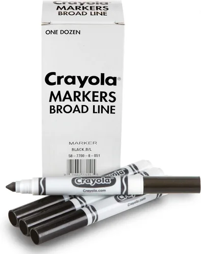 Crayola Marcadores de Línea Ancha - Negro (12 unidades), Marcadores para Niños, Suministros Escolares al Por Mayor para Maestros, No Tóxicos,