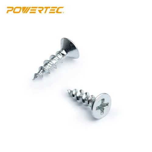 Miniatura 2 de POWERTEC Tornillos para madera n.º 6 x 5/8 pulgadas, 100 tornillos Phillips de cabeza plana autorroscantes chapados en zinc con rosca profunda