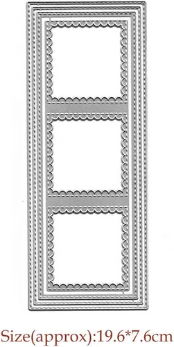 Miniatura 2 de Troquelado de metal con marco cuadrado rectangular, troquelado de tarjetas de Navidad de marco largo para grabado en relieve, papel decorativo