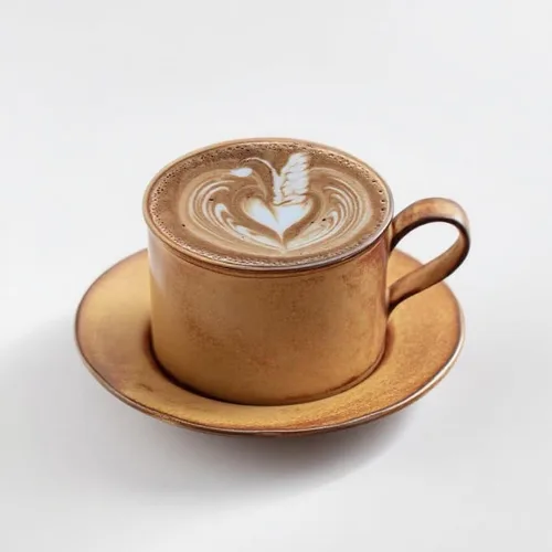 Juego de tazas de café de cerámica de color amarillo otoñal vintage con platillo de 9.5 onzas para capuchino, lattes, té, amantes del café, regalos