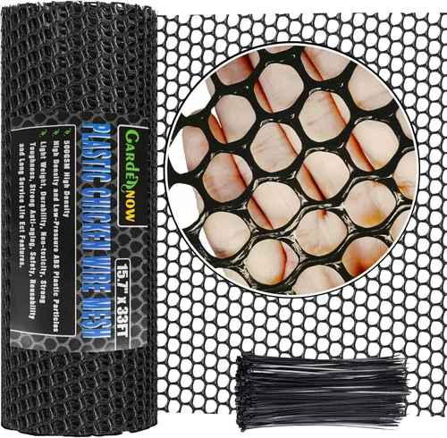 Malla de alambre de plástico ABS mejorado de 15.7 pulgadas x 33 pies, valla de aves de corral, alambre de cercado hexagonal para jardinería, red de