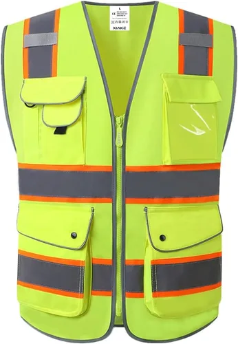 Miniatura 11 de XIAKE Chaleco de seguridad reflectante de alta visibilidad con 9 bolsillos clase 2 para hombres y mujeres, cumple con las normas ANSI/ISEA