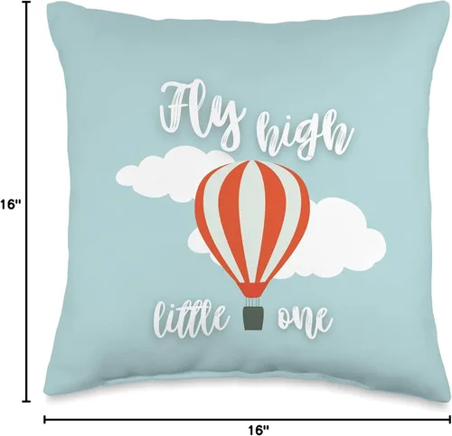 Miniatura 4 de Fearless Fly High Little One Cute Decor Baby & Kids - Almohada de globo de aire caliente, 16.0 x 16.0 in, multicolor
