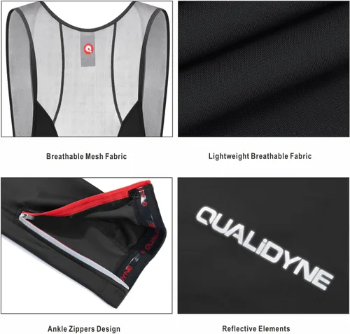 Miniatura 5 de qualidyne Pantalones con pechera de ciclismo para hombre, con acolchado 3D, térmicos, para clima frío, mallas largas para ciclismo