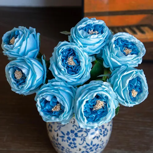 Miniatura 9 de DUYONE Fake Flowers for Decoration Home Decor Soft Touch Artificial Flowers Austin Rose Peony Latex Fake Flower Living Room Decoration Vivid Pink