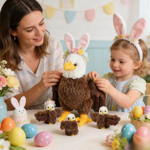 Miniatura 3 de 4 Piezas de Animales de Peluche de Águila Calva a Granel Grande Mamá Águila de Peluche con 3 Lindos Bebés Juguetes de Peluche de Águila Peluches