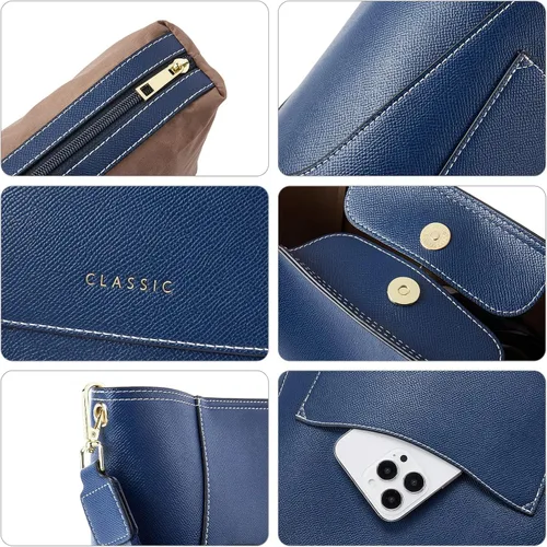 Miniatura 4 de BROMEN - Bolso de cuero para mujer, bolso estilo Hobo para llevar al hombro o cruzado
