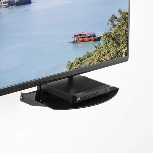 Miniatura 9 de VIVO Soporte de pared VESA para debajo o por encima de TV con inclinación, estante de almacenamiento de vidrio para reproductor de DVD, caja