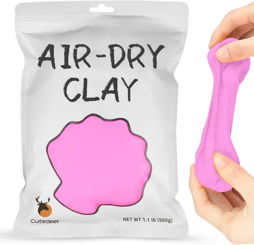 Cutedeer Arcilla Seca al Aire Rosa, Arcilla de Modelado de Espuma de 1.1 lb, Suave y Blanda para Moldear para Niños y Adultos, Suministros de Slime