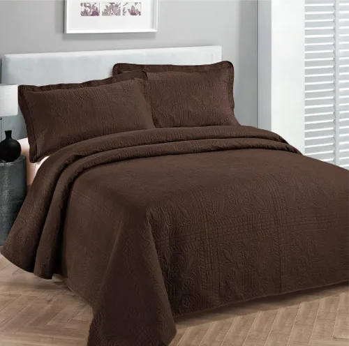 Miniatura 4 de Colección Fancy Juego de Colcha de Lujo con Sobrecama y Cubierta de Cama con Relieve Sólido Blanco Nuevo Tamaño Extra Grande Full/Queen