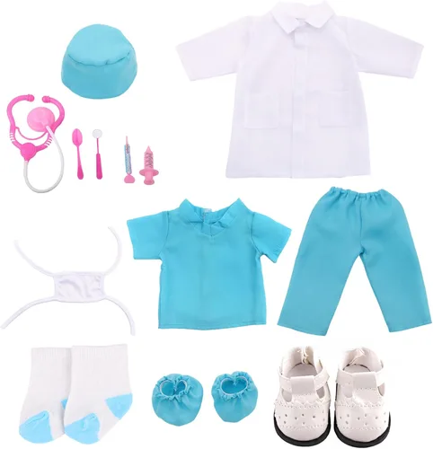 Miniatura 2 de MSYO Juego médico de 18 pulgadas con bata blanca, herramientas quirúrgicas y quirúrgicas, disfraz de juego de rol para niños de 3 a 12 años, se