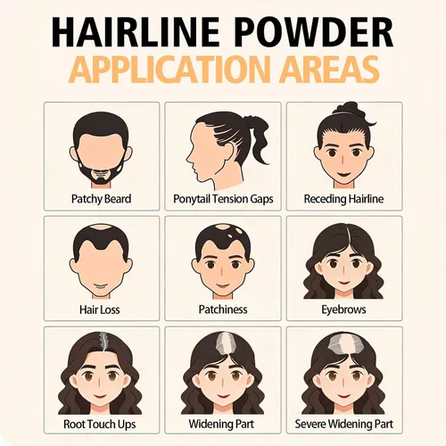 Miniatura 3 de Polvo de cobertura de raíces en polvo para mujeres, tinte de cabello para retoque de raíces para puntos calvos, cejas, línea de barba, fibras