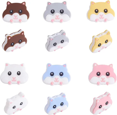 Miniatura 11 de 12 cuentas focales de silicona de animales para hacer llaveros con cuentas focales de ciervos para bolígrafos, pulseras de bricolaje, manualidades