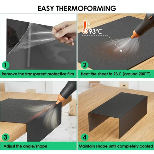 Miniatura 4 de Hoja de plástico ABS de 1/8 de pulgada de grosor - 12" x 12", tablero termoplástico rígido negro, superficie dual (texturizada y lisa) para señales