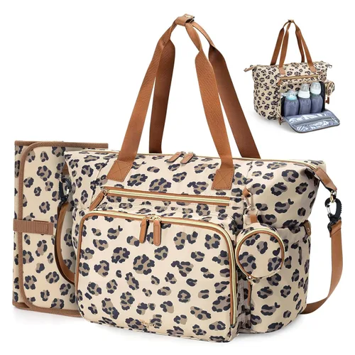 Miniatura 14 de Bolsa de pañales, bolsa grande para pañales para bebé, impermeable, bolsa de hospital para parto con funda para chupete, cambiador, correa