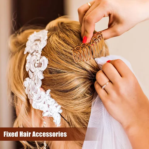 Miniatura 4 de Juego de 24 piezas de peines laterales franceses giratorios para el cabello, clips de plástico accesorios para el cabello para mujeres
