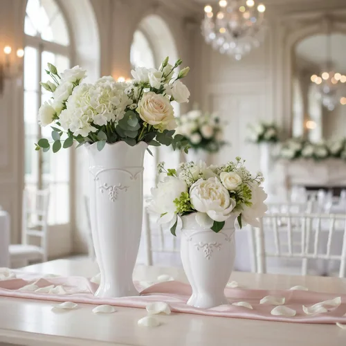 Miniatura 8 de hjn Jarrón de cerámica blanca – Florero francés para decoración de flores/decoración del hogar/cocina/mesa/sala/estante/repisa/oficina-altura 6.8