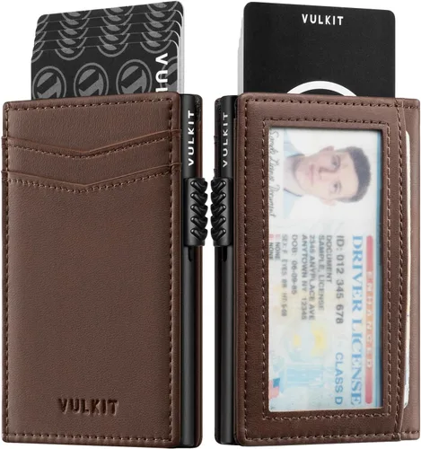 Miniatura 32 de VULKIT Billeteras delgadas para hombre, con bloqueo RFID, diseño minimalista con capacidad para hasta 11 tarjetas, Negro -, Minimalista